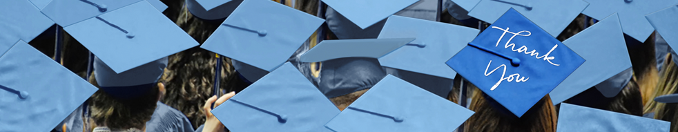 Blue graduation caps image. Thank You